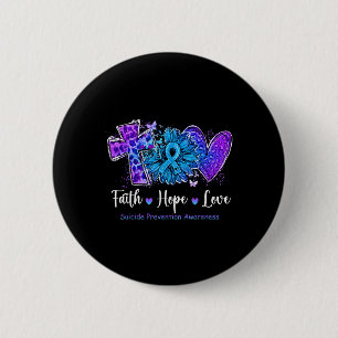 Vrede Liefde Genezing Turquoise & Paarse Zonnebloe Ronde Button 5,7 Cm