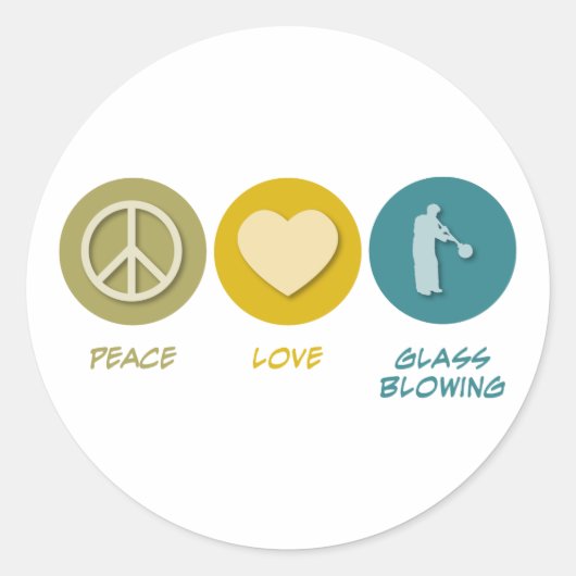 Vrede Liefde Glas Blazen Ronde Sticker (Voorkant)