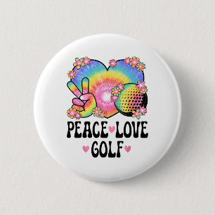 Vrede Liefde Golf Liefhebber 60s 70s Hippie Outfit Ronde Button 5,7 Cm