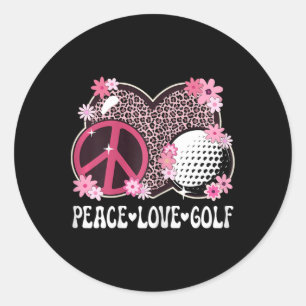Vrede Liefde Golf Liefhebber Luipaardprint Vrouwen Ronde Sticker