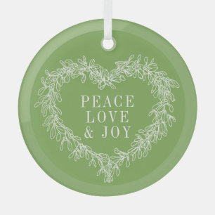 Vrede, liefde, groene maîtle kerst groen glas ornament