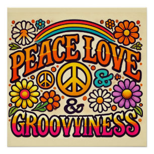 Vrede, Liefde & Grooviness Glanzend Poster Perfect Poster