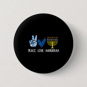 Vrede Liefde Hanukkah Retro Chanukah Joodse Mannen Ronde Button 5,7 Cm