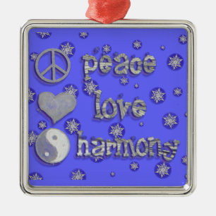 Vrede, liefde, harmonie metalen ornament