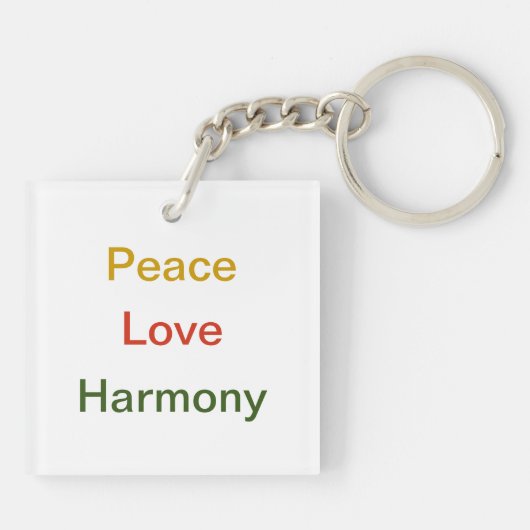 Vrede liefde harmonieus rood groen goud sleutelhanger (Achterkant)