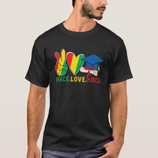 Vrede Liefde HBCU Historisch Zwart College Alumni T-shirt (Voorkant)
