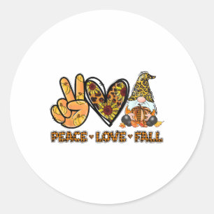 Vrede Liefde Herfst Leuk Gnome Herfst Lover Pompoe Ronde Sticker