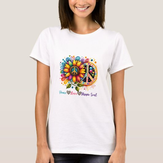Vrede liefde hippie ziel t-shirt (Voorkant)