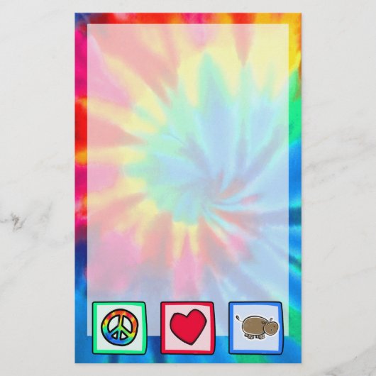 Vrede, liefde, hippos briefpapier (Voorkant)