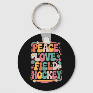 Vrede Liefde Hockey 70s Hippie Retro Hockey Sleutelhanger