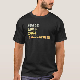 Vrede Liefde Honden Borduurwerk Retro T-shirt