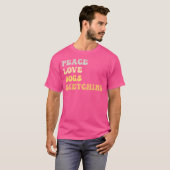 Vrede Liefde Honden Schetsen Grappige Retro T-shirt (Voorkant volledig)