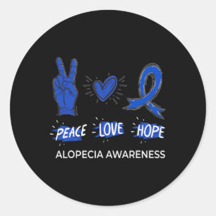 Vrede Liefde Hoop Alopecia Bewustzijn Areata Lint Ronde Sticker