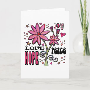 Vrede Liefde Hoop en Bloemen Kaart