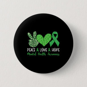 Vrede Liefde Hoop Mentale Gezondheid Bewustzijn Gr Ronde Button 5,7 Cm