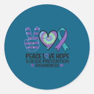 Vrede Liefde Hoop Zelfmoordpreventie Tie Dye Bewus Ronde Sticker