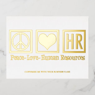 Vrede Liefde HR Elegante Human Resources Aangepast Folie Feestdagen Briefkaart