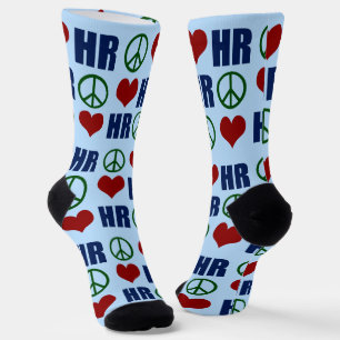 Vrede Liefde HR Schattige Personeelszaken Blauw Sokken