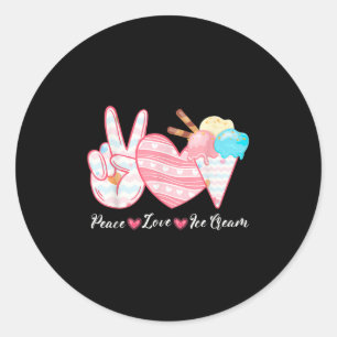 Vrede Liefde Ijs Cute Voor Meisjes Zomer Eten Ronde Sticker