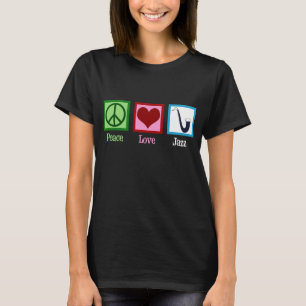 Vrede Liefde Jazz Muziek Saxofoon T-shirt