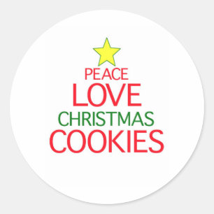Vrede Liefde Kerst Cookies Ronde Sticker