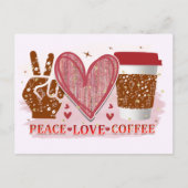 Vrede, liefde, koffie briefkaart (Voorkant)