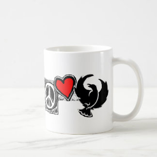 Vrede, liefde, kruivoet. Koffie Mugs. Koffiemok