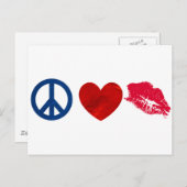 Vrede, liefde, lippenstift kus briefkaart (Voorkant / Achterkant)