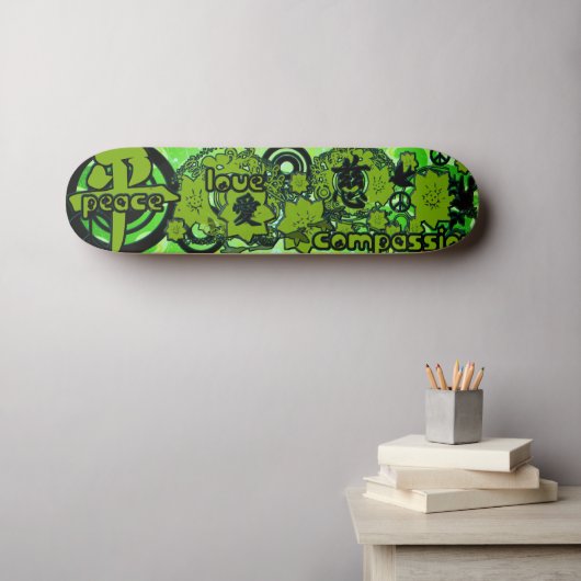 Vrede-liefde-mededogen-Kanji Skateboard (Muurkunst (Horizontaal))