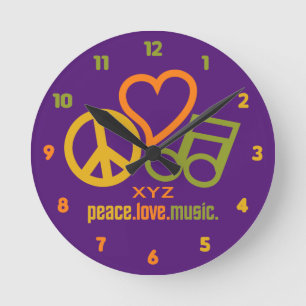 Vrede - Liefde - Muziek aangepaste wandklok Ronde Klok