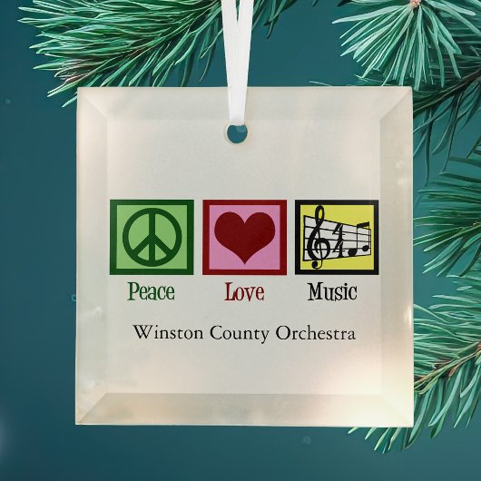 Vrede Liefde Muziek Gepersonaliseerde Kerstmis Glas Ornament