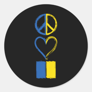 Vrede Liefde Oekraïne Oekraïense Vlag Kleding Ronde Sticker