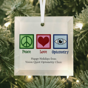 Vrede Liefde Optometrie Custom Optometrist Kerstmi Glas Ornament