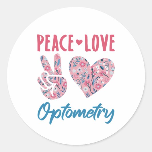 Vrede Liefde Optometrie Optometrist Ronde Sticker (Voorkant)