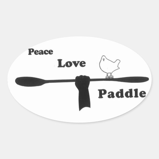 Vrede Liefde Paddle, Dual Blade Ovale Sticker (Voorkant)