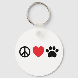 Vrede, Liefde, Paw Button Sleutelhanger