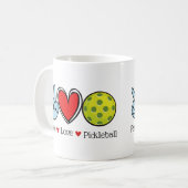 Vrede Liefde Pickleball Koffie Mok (Voorkant links)