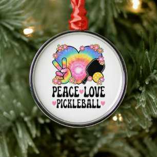 Vrede Liefde Pickleball Metalen Ornament