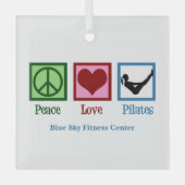 Vrede Liefde Pilates Schattige Aangepaste Kerstmis Glas Ornament (Voorkant)