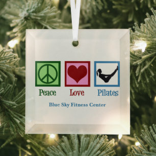 Vrede Liefde Pilates Schattige Aangepaste Kerstmis Glas Ornament