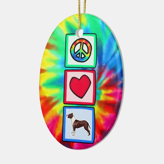 Vrede, liefde, pitbulls keramisch ornament (Links)