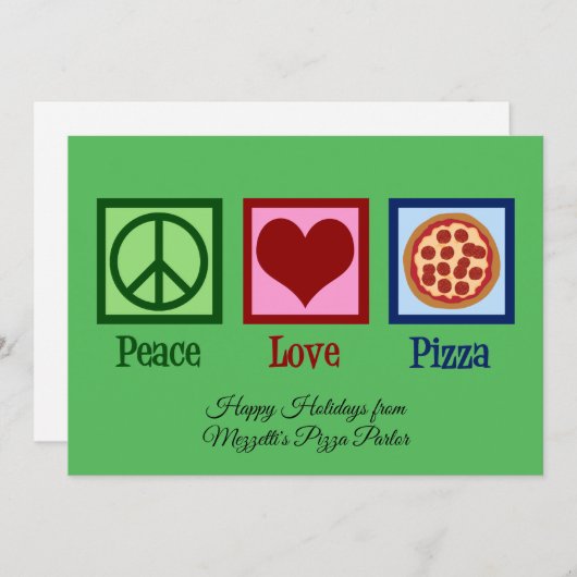 Vrede Liefde Pizza Parlor Aangepaste Kerstmis Feestdagenkaart (Voorkant / Achterkant)