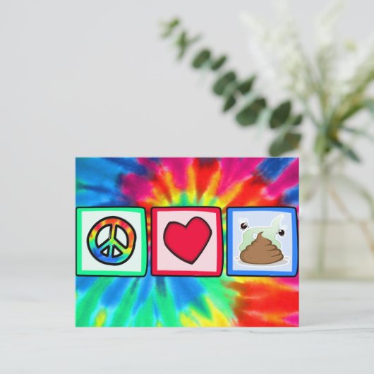 Vrede, liefde, poep briefkaart (Staand voorkant)