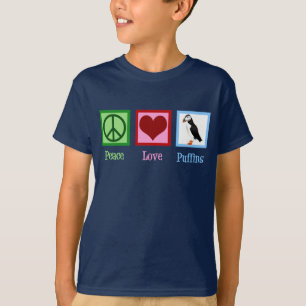 Vrede Liefde Puffins Schattig Kinder T-shirt