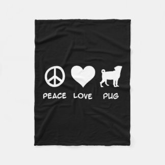 Vrede Liefde Pug | Pug Hondenliefhebbers Cadeau Fleece Deken