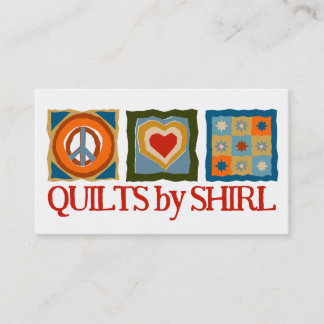 Vrede liefde quilt hippie quilter quilting blokken visitekaartje