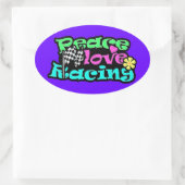 Vrede, Liefde, Racing Ovale Sticker (Tas)