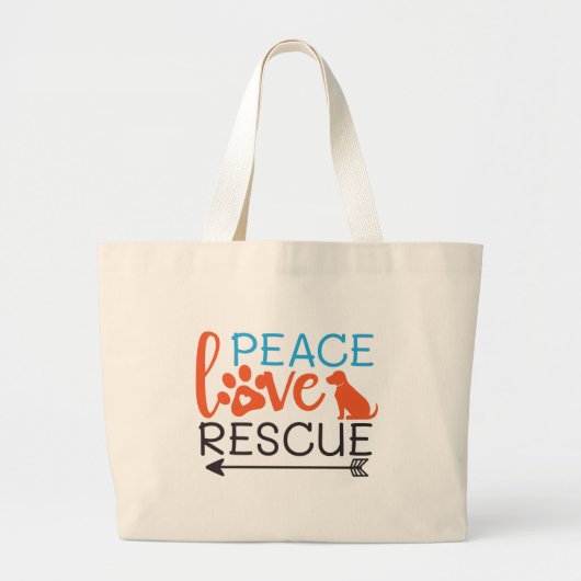 Vrede Liefde Reddingshonden Grote Tote Bag (Voorkant)