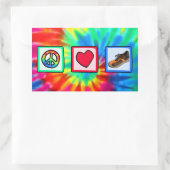 Vrede, liefde, rennen rechthoekige sticker (Tas)
