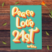 Vrede Liefde Retro Groovy Zonsondergang 21e Verjaa Kaart